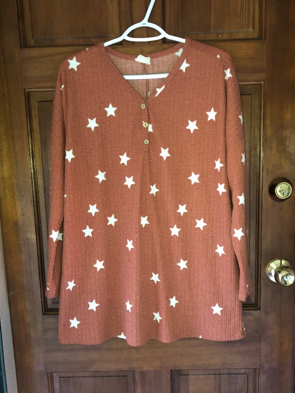 P & Rose waffle knit celestial star Henley shirt